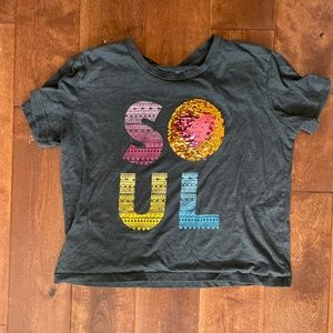 Grey “Soul” Crop T-Shirt